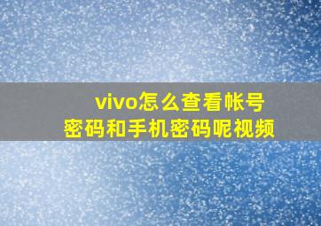 vivo怎么查看帐号密码和手机密码呢视频