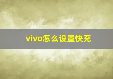 vivo怎么设置快充