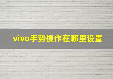 vivo手势操作在哪里设置