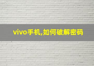 vivo手机,如何破解密码