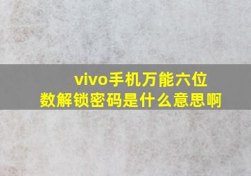 vivo手机万能六位数解锁密码是什么意思啊