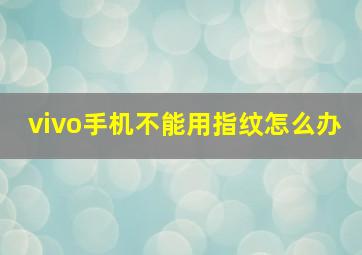 vivo手机不能用指纹怎么办