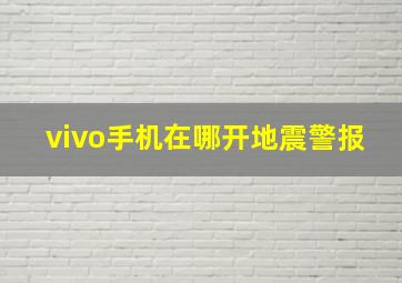 vivo手机在哪开地震警报