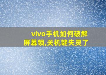 vivo手机如何破解屏幕锁,关机键失灵了