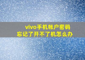 vivo手机帐户密码忘记了开不了机怎么办