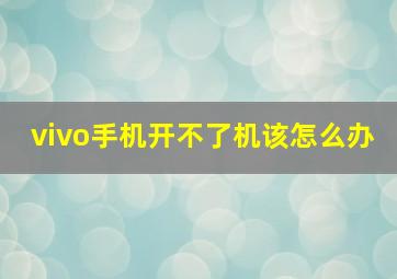 vivo手机开不了机该怎么办