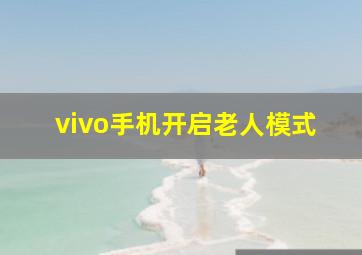 vivo手机开启老人模式