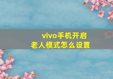 vivo手机开启老人模式怎么设置