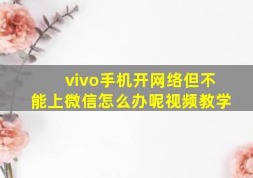 vivo手机开网络但不能上微信怎么办呢视频教学