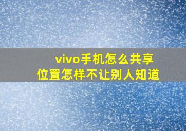 vivo手机怎么共享位置怎样不让别人知道