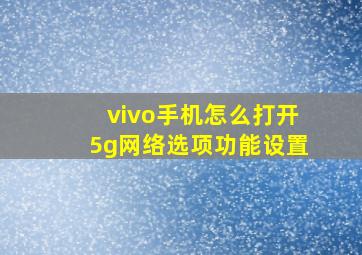 vivo手机怎么打开5g网络选项功能设置