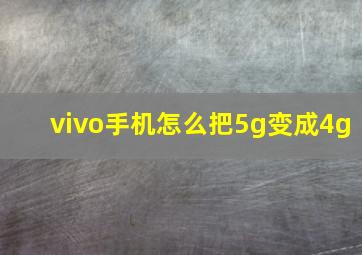 vivo手机怎么把5g变成4g