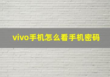 vivo手机怎么看手机密码