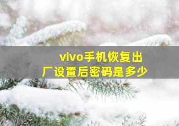 vivo手机恢复出厂设置后密码是多少