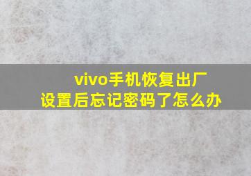 vivo手机恢复出厂设置后忘记密码了怎么办