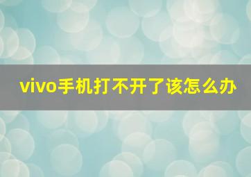 vivo手机打不开了该怎么办