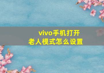 vivo手机打开老人模式怎么设置