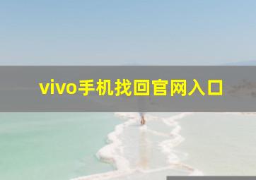 vivo手机找回官网入口