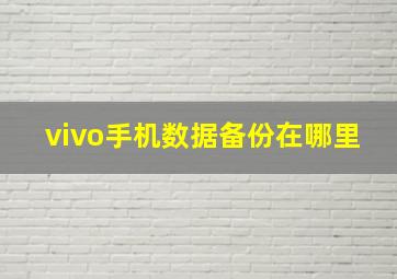 vivo手机数据备份在哪里