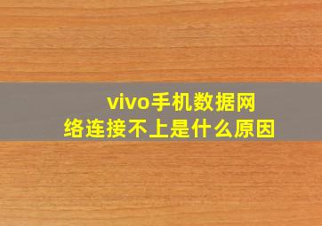 vivo手机数据网络连接不上是什么原因