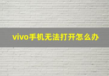 vivo手机无法打开怎么办