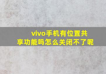 vivo手机有位置共享功能吗怎么关闭不了呢