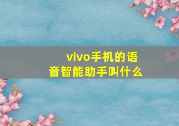 vivo手机的语音智能助手叫什么