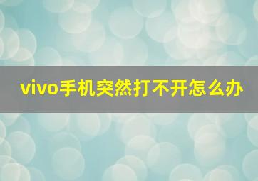 vivo手机突然打不开怎么办