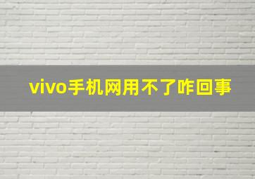 vivo手机网用不了咋回事