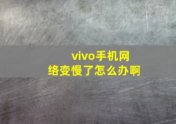 vivo手机网络变慢了怎么办啊