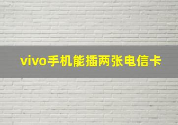 vivo手机能插两张电信卡