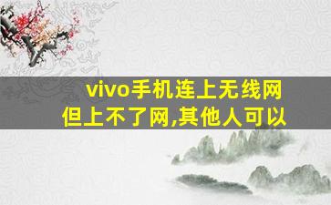 vivo手机连上无线网但上不了网,其他人可以