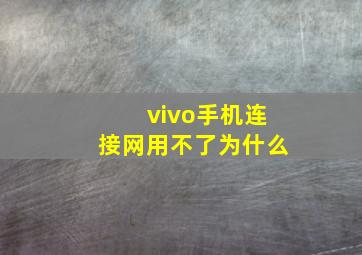 vivo手机连接网用不了为什么