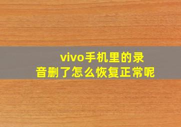 vivo手机里的录音删了怎么恢复正常呢