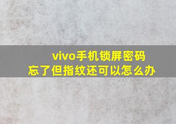 vivo手机锁屏密码忘了但指纹还可以怎么办