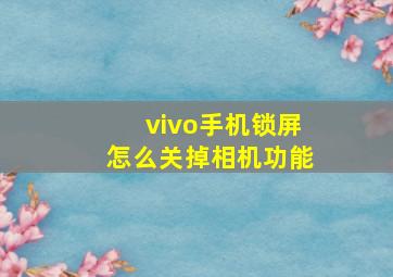 vivo手机锁屏怎么关掉相机功能