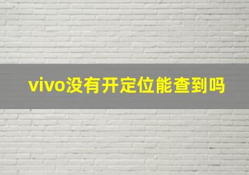 vivo没有开定位能查到吗