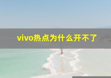 vivo热点为什么开不了