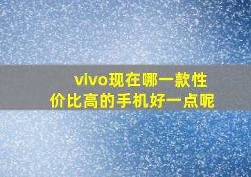 vivo现在哪一款性价比高的手机好一点呢