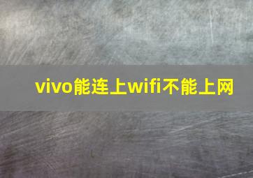 vivo能连上wifi不能上网