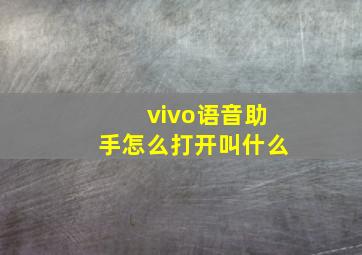 vivo语音助手怎么打开叫什么