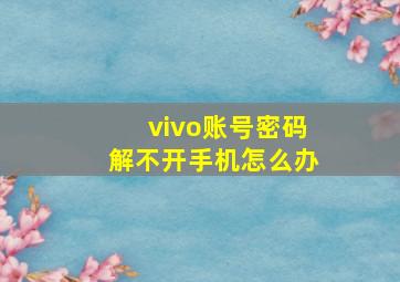 vivo账号密码解不开手机怎么办