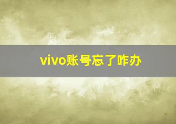 vivo账号忘了咋办