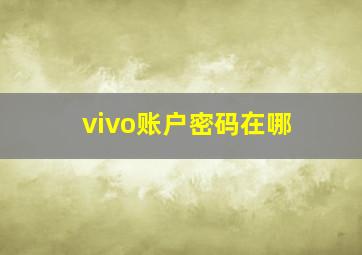 vivo账户密码在哪