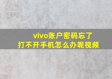 vivo账户密码忘了打不开手机怎么办呢视频