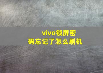 vivo锁屏密码忘记了怎么刷机