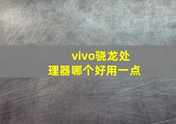 vivo骁龙处理器哪个好用一点