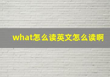 what怎么读英文怎么读啊