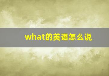 what的英语怎么说