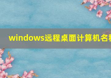 windows远程桌面计算机名称